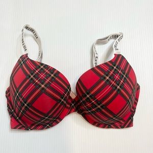 Victorias Secret T Shirt Pushup Full Coverage Plaid Red Bra 34DD